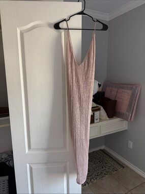 Express Rose Pink Metallic Maxi Slip Dress